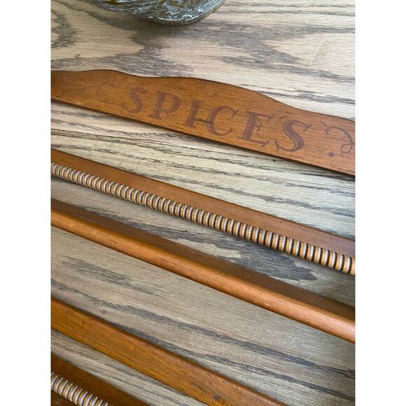 Vintage Wooden Spice Rack Wall Hanging 17” Three Tier Cottagecore Rack “Spices” - Picture 2 of 5
